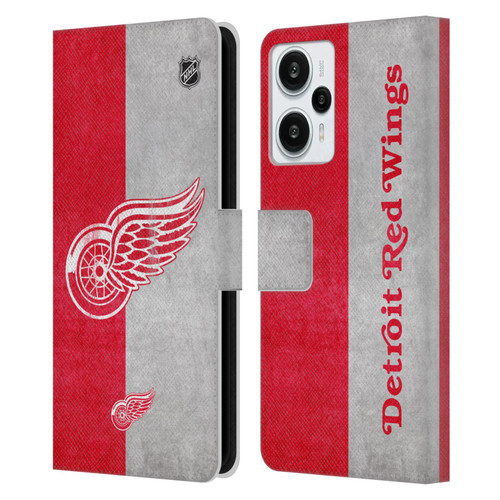 NHL Detroit Red Wings Half Distressed Leather Book Wallet Case Cover For Xiaomi Redmi Note 12T