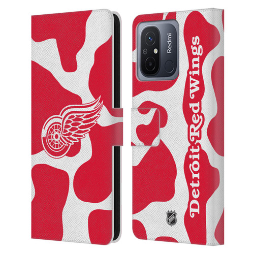 NHL Detroit Red Wings Cow Pattern Leather Book Wallet Case Cover For Xiaomi Redmi 12C