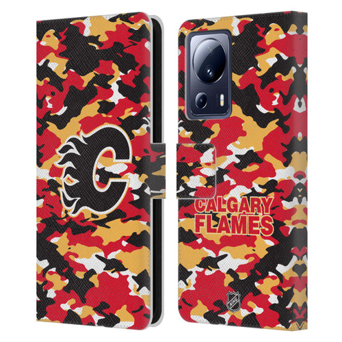 NHL Calgary Flames Camouflage Leather Book Wallet Case Cover For Xiaomi 13 Lite 5G