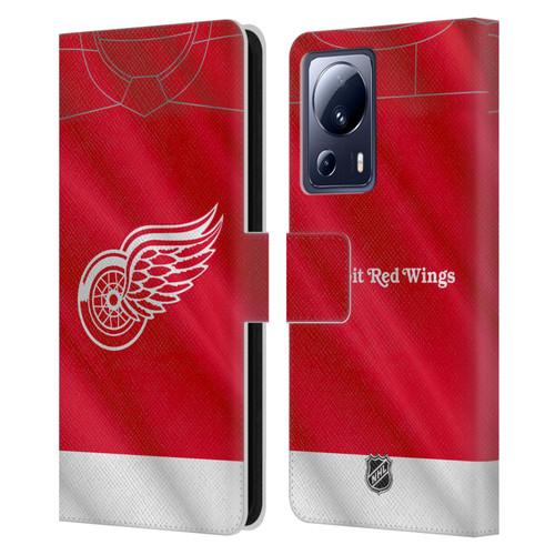 NHL Detroit Red Wings Jersey Leather Book Wallet Case Cover For Xiaomi 13 Lite 5G