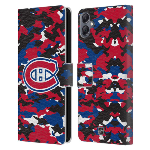 NHL Montreal Canadiens Camouflage Leather Book Wallet Case Cover For Samsung Galaxy A05