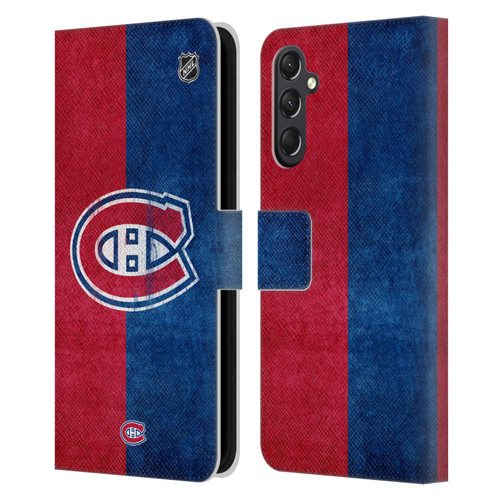NHL Montreal Canadiens Half Distressed Leather Book Wallet Case Cover For Samsung Galaxy A24 4G / M34 5G