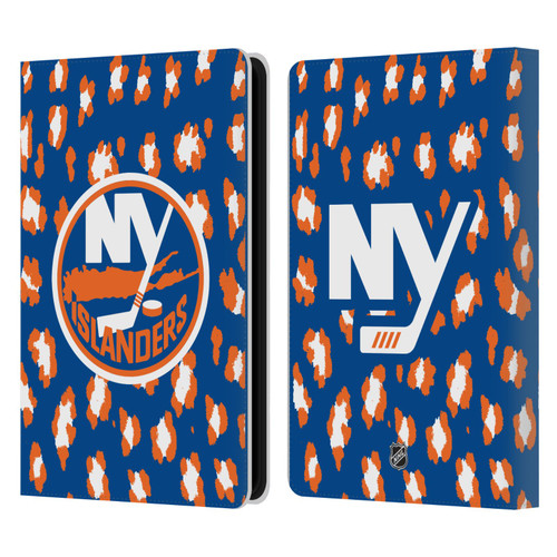 NHL New York Islanders Leopard Patten Leather Book Wallet Case Cover For Amazon Kindle Paperwhite 5 (2021)