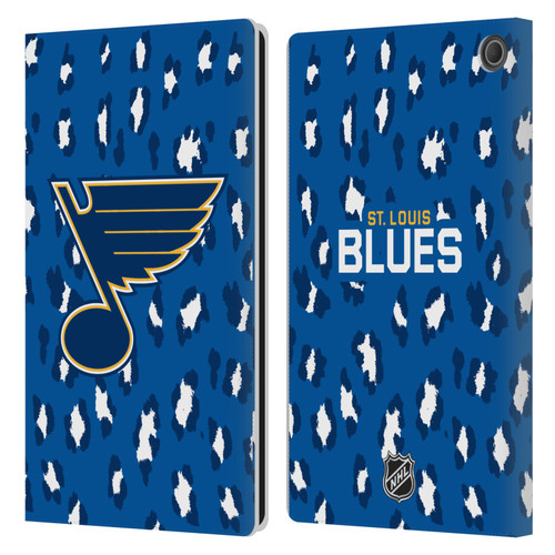 NHL St Louis Blues Leopard Patten Leather Book Wallet Case Cover For Amazon Fire Max 11 2023