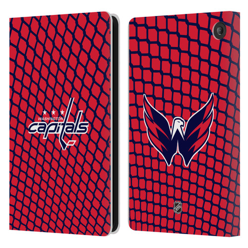 NHL Washington Capitals Net Pattern Leather Book Wallet Case Cover For Amazon Fire 7 2022