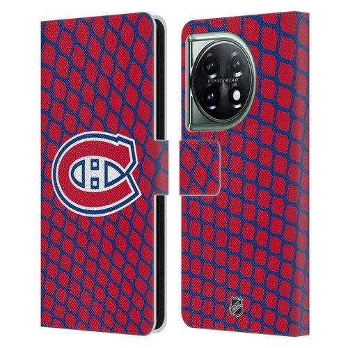 NHL Montreal Canadiens Net Pattern Leather Book Wallet Case Cover For OnePlus 11 5G