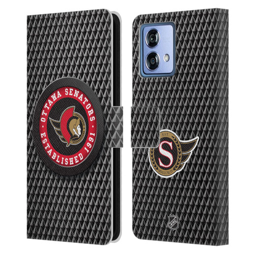 NHL Ottawa Senators Puck Texture Leather Book Wallet Case Cover For Motorola Moto G84 5G