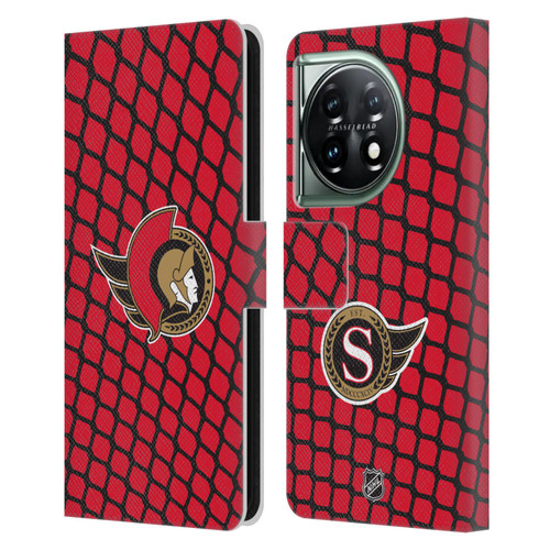 NHL Ottawa Senators Net Pattern Leather Book Wallet Case Cover For OnePlus 11 5G