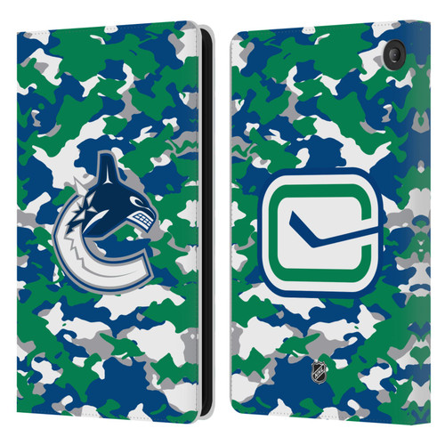 NHL Vancouver Canucks Camouflage Leather Book Wallet Case Cover For Amazon Fire 7 2022