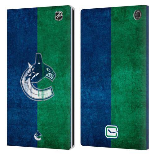 NHL Vancouver Canucks Half Distressed Leather Book Wallet Case Cover For Amazon Fire Max 11 2023
