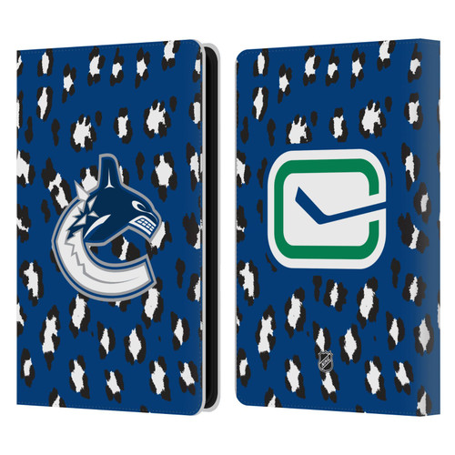 NHL Vancouver Canucks Leopard Patten Leather Book Wallet Case Cover For Amazon Kindle Paperwhite 5 (2021)