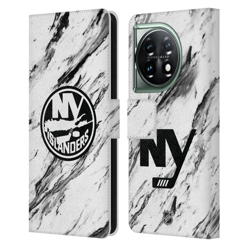 NHL New York Islanders Marble Leather Book Wallet Case Cover For OnePlus 11 5G