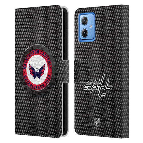 NHL Washington Capitals Puck Texture Leather Book Wallet Case Cover For Motorola Moto G54 5G