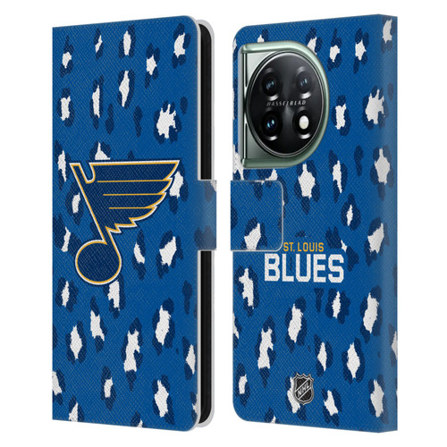 NHL St Louis Blues Leopard Patten Leather Book Wallet Case Cover For OnePlus 11 5G