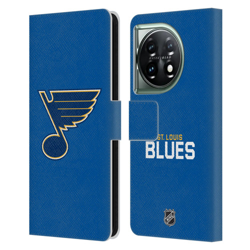 NHL St Louis Blues Plain Leather Book Wallet Case Cover For OnePlus 11 5G