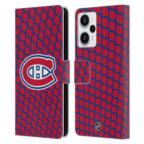 NHL Montreal Canadiens Net Pattern Leather Book Wallet Case Cover For Xiaomi Redmi Note 12T