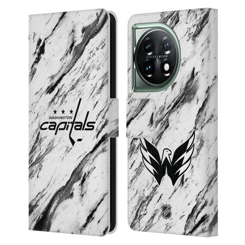 NHL Washington Capitals Marble Leather Book Wallet Case Cover For OnePlus 11 5G