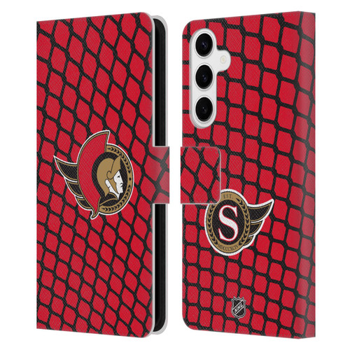 NHL Ottawa Senators Net Pattern Leather Book Wallet Case Cover For Samsung Galaxy S24+ 5G