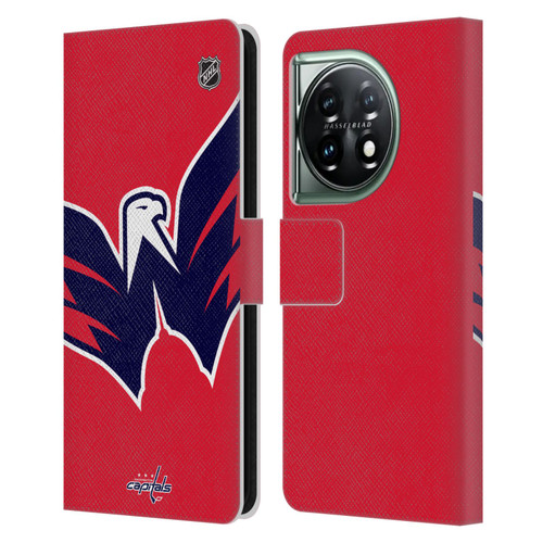 NHL Washington Capitals Oversized Leather Book Wallet Case Cover For OnePlus 11 5G