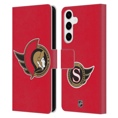 NHL Ottawa Senators Plain Leather Book Wallet Case Cover For Samsung Galaxy S24+ 5G