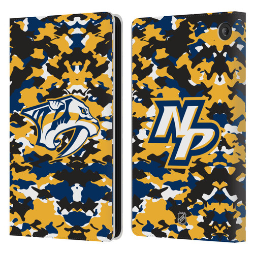 NHL Nashville Predators Camouflage Leather Book Wallet Case Cover For Amazon Fire 7 2022