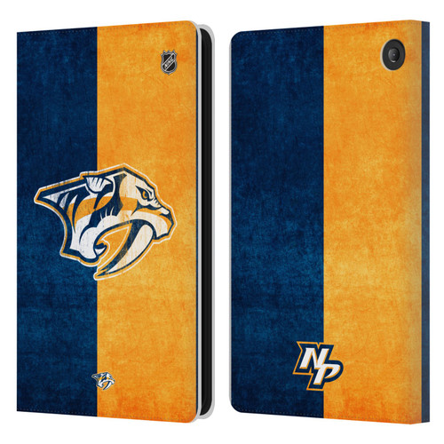 NHL Nashville Predators Half Distressed Leather Book Wallet Case Cover For Amazon Fire 7 2022