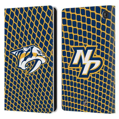 NHL Nashville Predators Net Pattern Leather Book Wallet Case Cover For Amazon Fire 7 2022