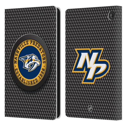 NHL Nashville Predators Puck Texture Leather Book Wallet Case Cover For Amazon Fire 7 2022