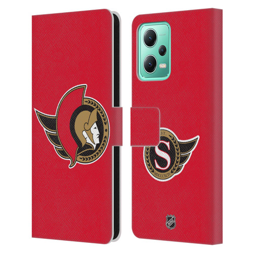 NHL Ottawa Senators Plain Leather Book Wallet Case Cover For Xiaomi Redmi Note 12 5G