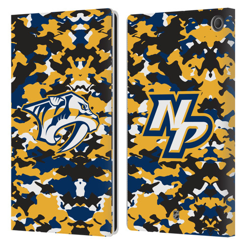 NHL Nashville Predators Camouflage Leather Book Wallet Case Cover For Amazon Fire Max 11 2023