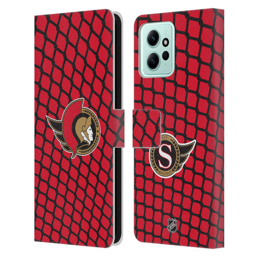 NHL Ottawa Senators Net Pattern Leather Book Wallet Case Cover For Xiaomi Redmi 12
