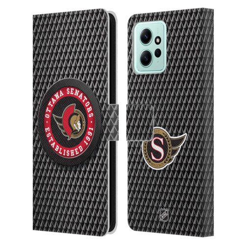 NHL Ottawa Senators Puck Texture Leather Book Wallet Case Cover For Xiaomi Redmi 12