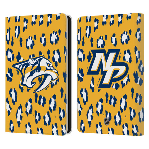 NHL Nashville Predators Leopard Patten Leather Book Wallet Case Cover For Amazon Kindle 11th Gen 6in 2022