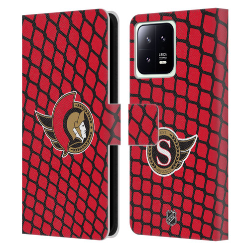 NHL Ottawa Senators Net Pattern Leather Book Wallet Case Cover For Xiaomi 13 5G