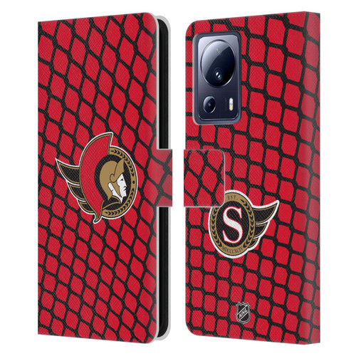 NHL Ottawa Senators Net Pattern Leather Book Wallet Case Cover For Xiaomi 13 Lite 5G