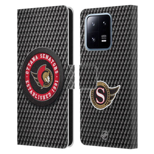 NHL Ottawa Senators Puck Texture Leather Book Wallet Case Cover For Xiaomi 13 Pro 5G