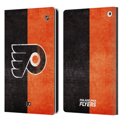 NHL Philadelphia Flyers Half Distressed Leather Book Wallet Case Cover For Amazon Fire HD 8/Fire HD 8 Plus 2020