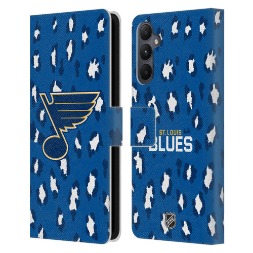 NHL St Louis Blues Leopard Patten Leather Book Wallet Case Cover For Samsung Galaxy A05s