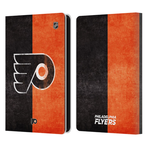 NHL Philadelphia Flyers Half Distressed Leather Book Wallet Case Cover For Amazon Kindle Paperwhite 5 (2021)