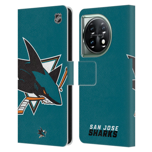 NHL San Jose Sharks Oversized Leather Book Wallet Case Cover For OnePlus 11 5G