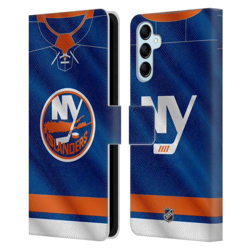 NHL New York Islanders Jersey Leather Book Wallet Case Cover For Samsung Galaxy M14 5G