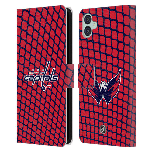 NHL Washington Capitals Net Pattern Leather Book Wallet Case Cover For Samsung Galaxy M04 5G / A04e