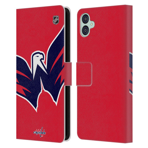 NHL Washington Capitals Oversized Leather Book Wallet Case Cover For Samsung Galaxy M04 5G / A04e