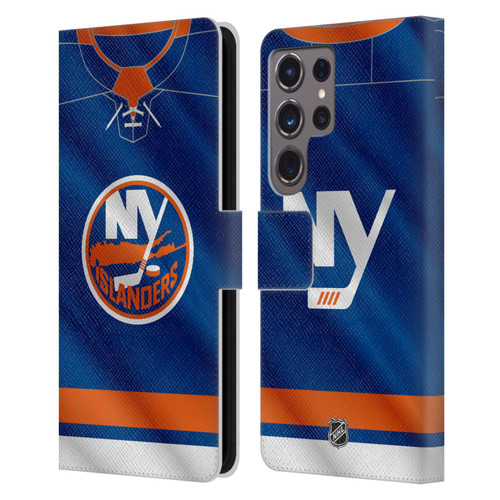 NHL New York Islanders Jersey Leather Book Wallet Case Cover For Samsung Galaxy S24 Ultra 5G