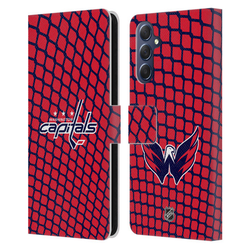 NHL Washington Capitals Net Pattern Leather Book Wallet Case Cover For Samsung Galaxy M54 5G