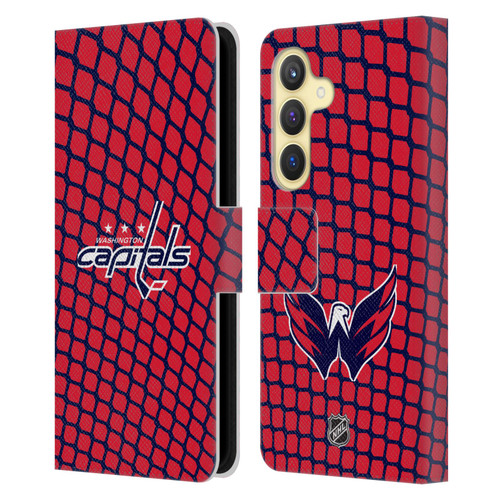 NHL Washington Capitals Net Pattern Leather Book Wallet Case Cover For Samsung Galaxy S24 5G