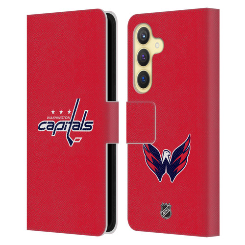 NHL Washington Capitals Plain Leather Book Wallet Case Cover For Samsung Galaxy S24 5G