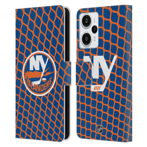 NHL New York Islanders Net Pattern Leather Book Wallet Case Cover For Xiaomi Redmi Note 12T