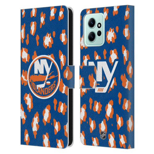 NHL New York Islanders Leopard Patten Leather Book Wallet Case Cover For Xiaomi Redmi 12