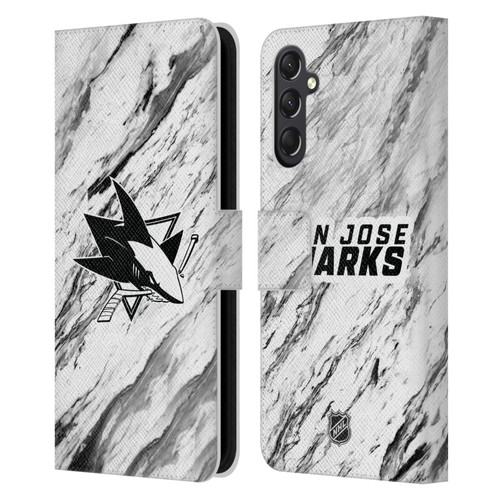 NHL San Jose Sharks Marble Leather Book Wallet Case Cover For Samsung Galaxy A24 4G / M34 5G